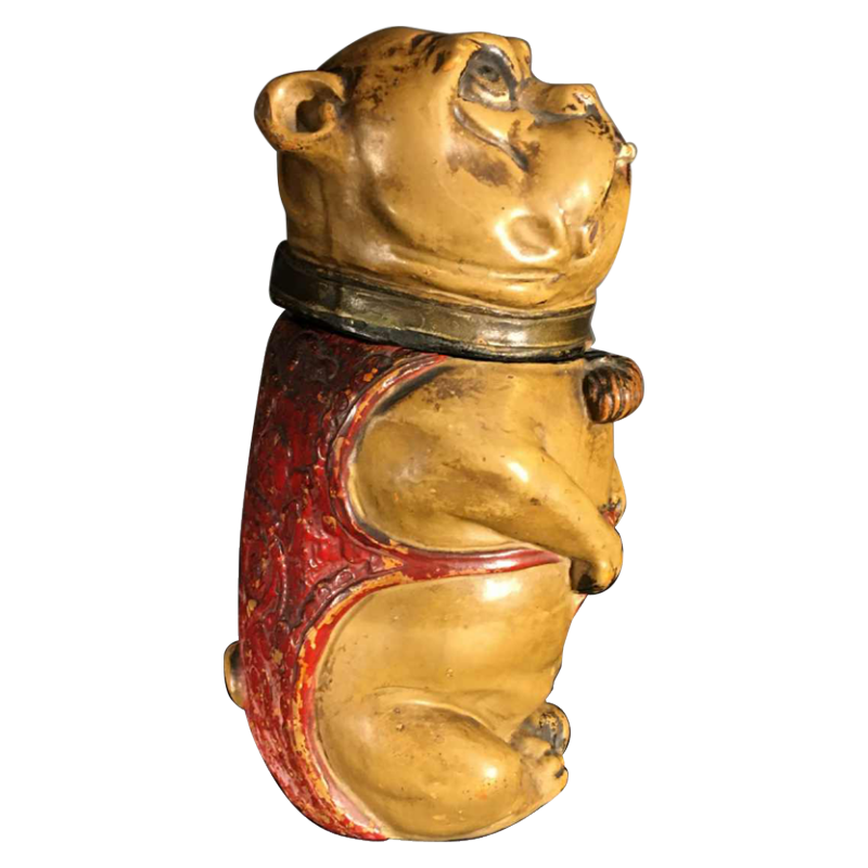Bernard Bloch Austria, Chien Bulldog Pot à Tabac en terre cuite fin 19ème siècle