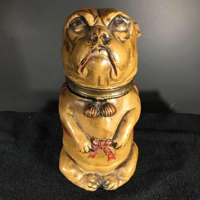 Bernard Bloch Austria, Dog Bulldog Terracotta Tobacco Pot late, 19th century