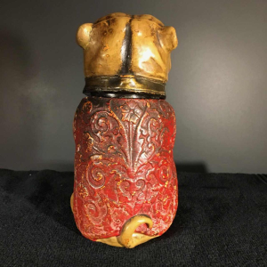 Bernard Bloch Austria, Dog Bulldog Terracotta Tobacco Pot, eind 19e eeuw