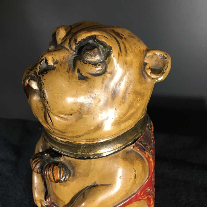 Bernard Bloch Austria, Chien Bulldog Pot à Tabac en terre cuite fin 19ème siècle