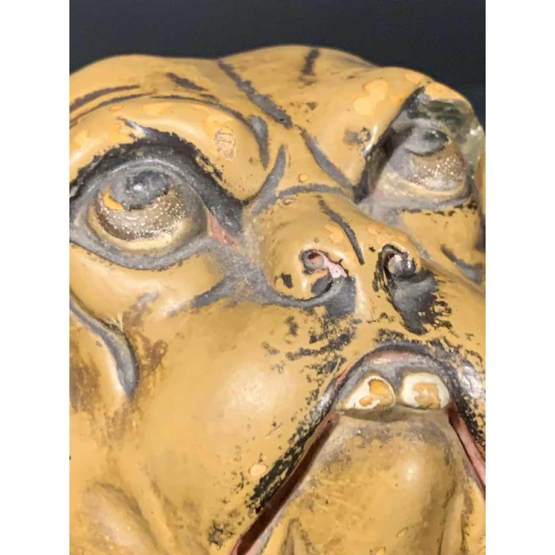 Bernard Bloch Austria, Chien Bulldog Pot à Tabac en terre cuite fin 19ème siècle