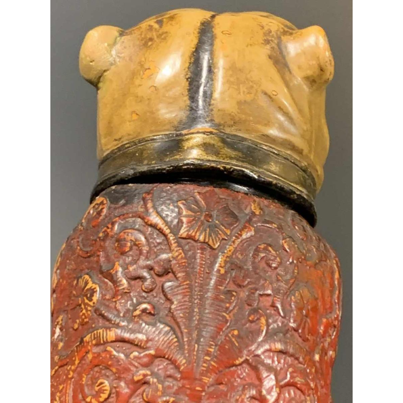 Bernard Bloch Austria, Dog Bulldog Terracotta Tobacco Pot, eind 19e eeuw