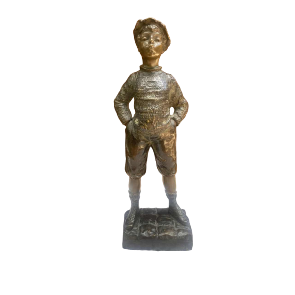 Georges Omerth "Whistling Schoolboy" bronze sculpture, ca 1900