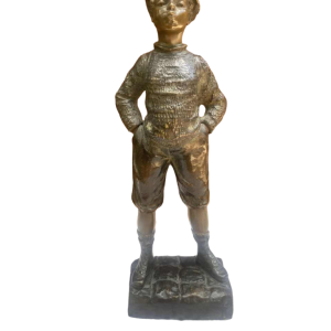 Georges Omerth "Whistling Schoolboy" bronze sculpture, ca 1900