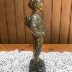 Georges Omerth "Whistling Schoolboy" bronze sculpture, ca 1900