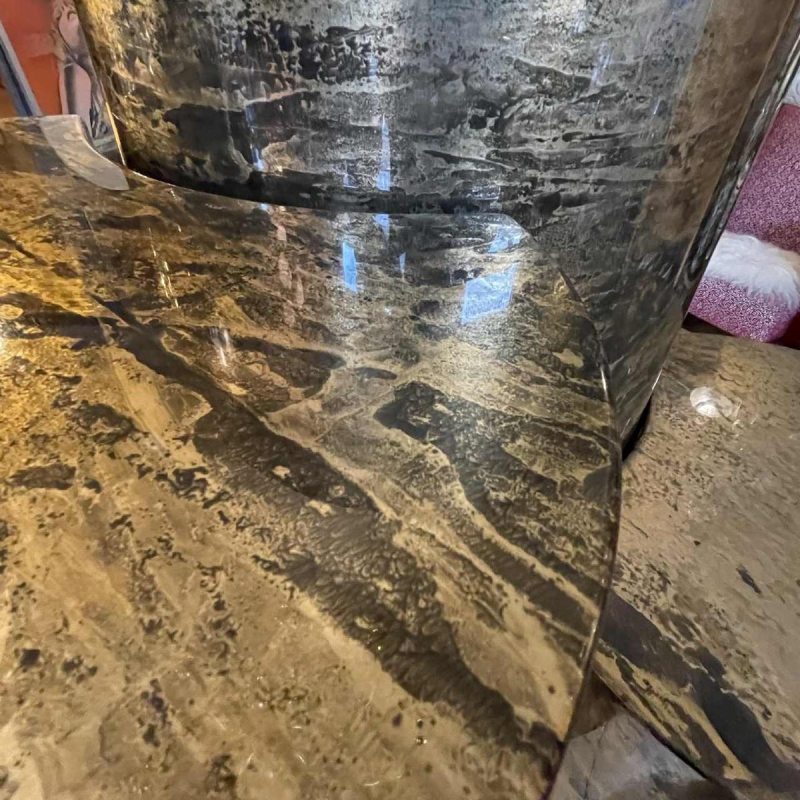 Gabriella Crespi, set 3 tables basses ou socles façon peau de chèvre, ca 1970