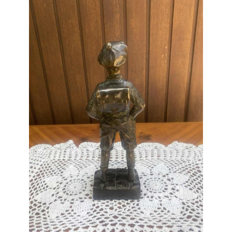 Georges Omerth "Whistling Schoolboy" bronze sculpture, ca 1900