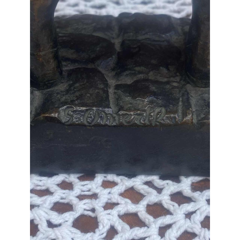 Georges Omerth "Fluitende schooljongen" bronzen sculptuur, ca 1900