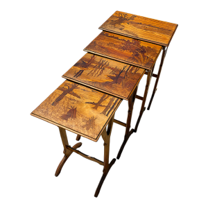 PAUL GUTH École de Nancy, set of 4 Art Nouveau inlaid nesting tables, ca 1900