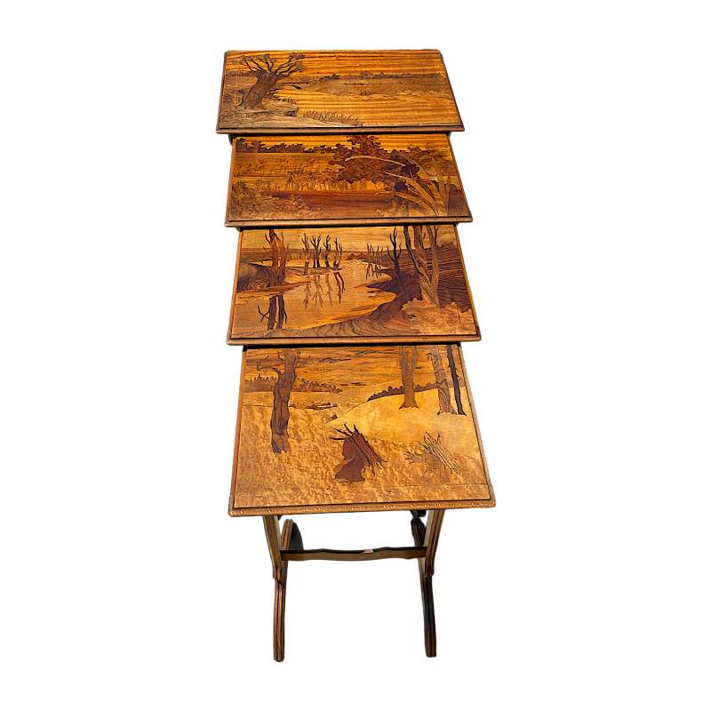 PAUL GUTH École de Nancy, set of 4 Art Nouveau inlaid nesting tables, ca 1900