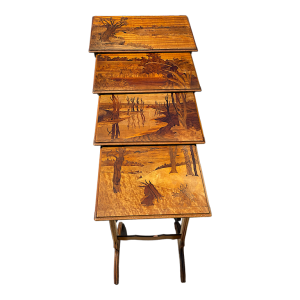 PAUL GUTH Ãcole de Nancy, set de 4 tables gigognes Art Nouveau marqueteÂ´es, 1900