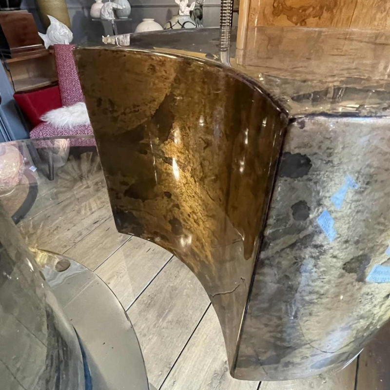 Gabriella Crespi, set 3 tables basses ou socles façon peau de chèvre, ca 1970