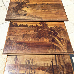 PAUL GUTH Ãcole de Nancy, set de 4 tables gigognes Art Nouveau marqueteÂ´es, 1900