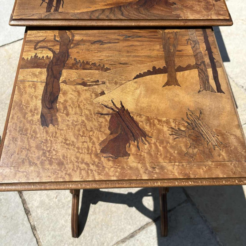 PAUL GUTH École de Nancy, set of 4 Art Nouveau inlaid nesting tables, ca 1900