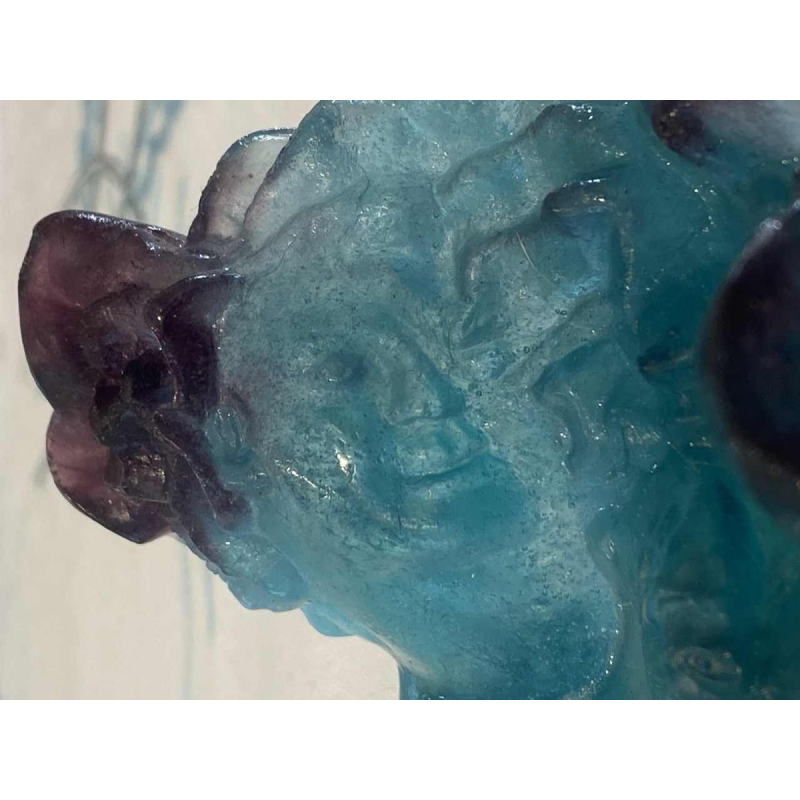 Vide-poche visage en pâte de verre signé Daum France