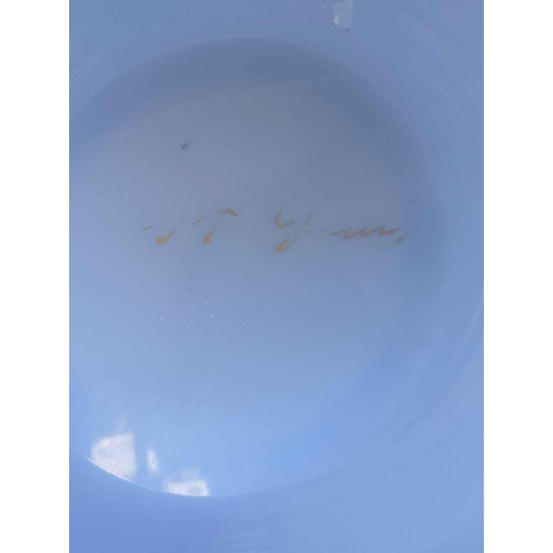 Saint Louis, pair of opaline glass vases, ca 1940