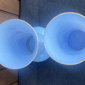 Saint Louis, pair of opaline glass vases, ca 1940