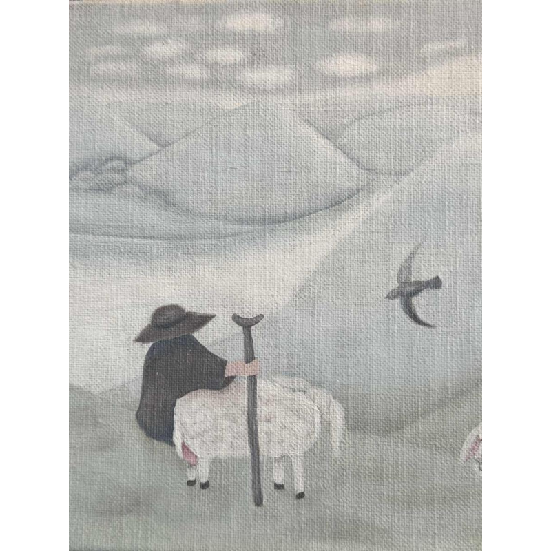 Mireille BASTIN “The shepherd and his sheep“ oil on canvas