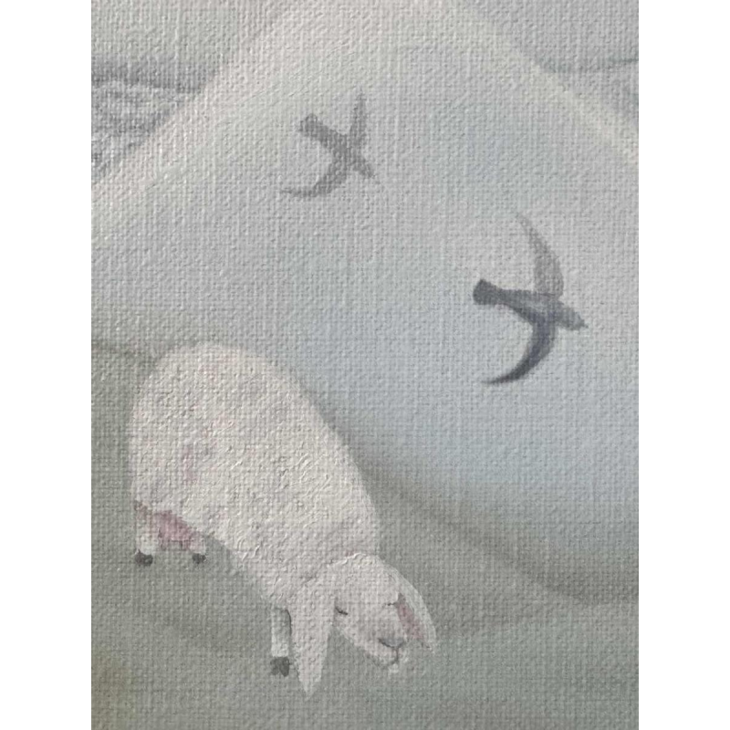 Mireille BASTIN “De herder en zijn schapen“ olieverf op doek