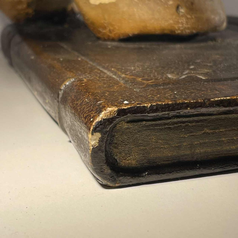 “Statutum est hominibus semel mori“ objet de curiosité - vanité, sculpture en plâtre patiné, ca 1900