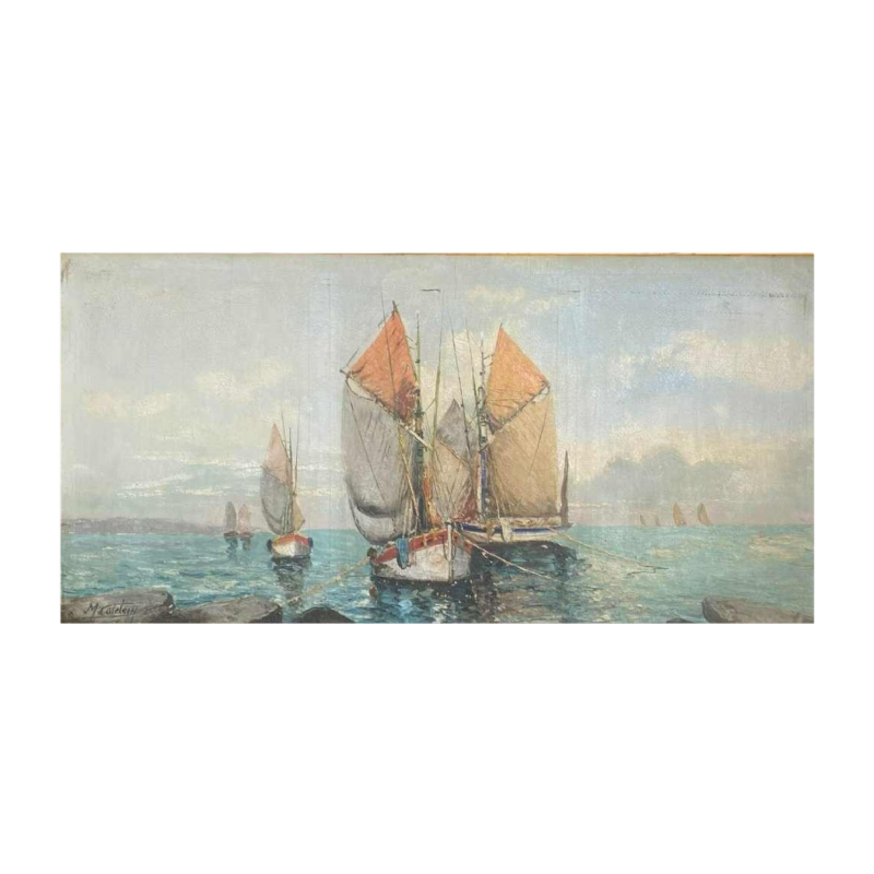 Marcel Catelein, tableau marine, peinture huile sur toile, signée 1920