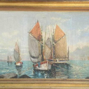 Marcel Catelein, tableau marine, peinture huile sur toile, signée 1920