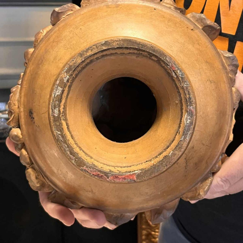 Coupe d'abondance aux fruits terre cuite, style baroque travail italien, ca 1900