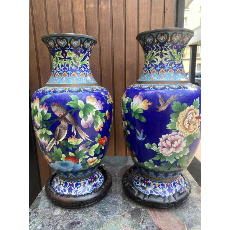 Large pair of Chinese cloisonné vases 55cm in perfect condition, circa 1910