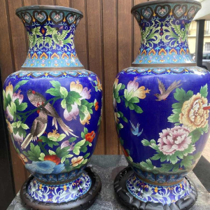 Large pair of Chinese cloisonné vases 55cm in perfect condition, circa 1910