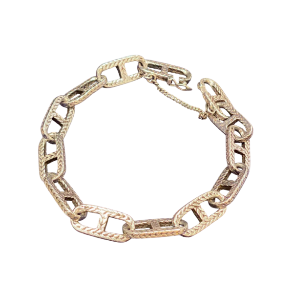 Bracelet en argent, maille chaîne d'ancre texturée
