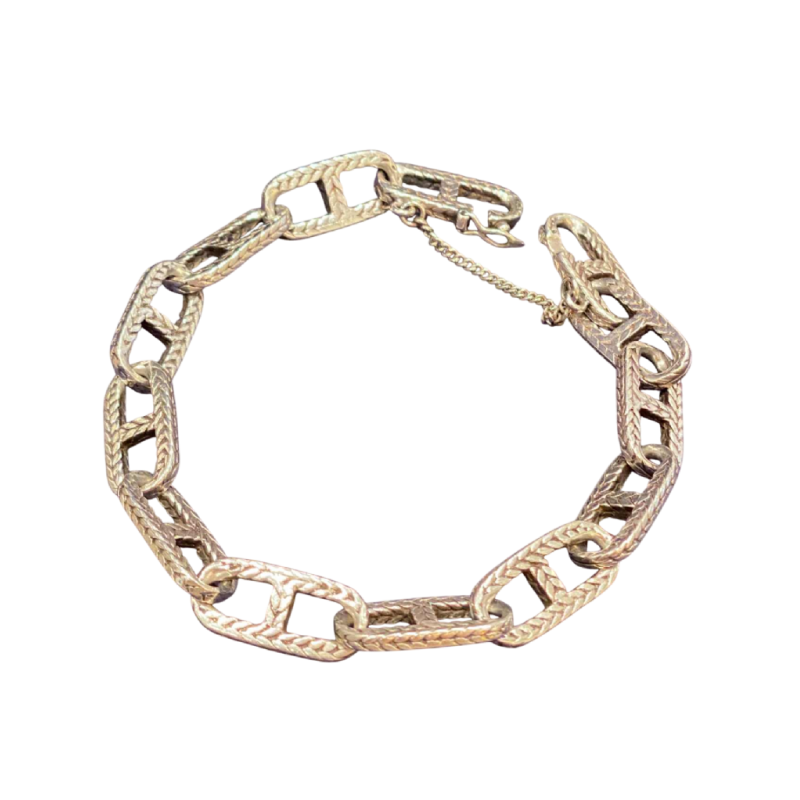 Bracelet en argent, maille chaîne d'ancre texturée