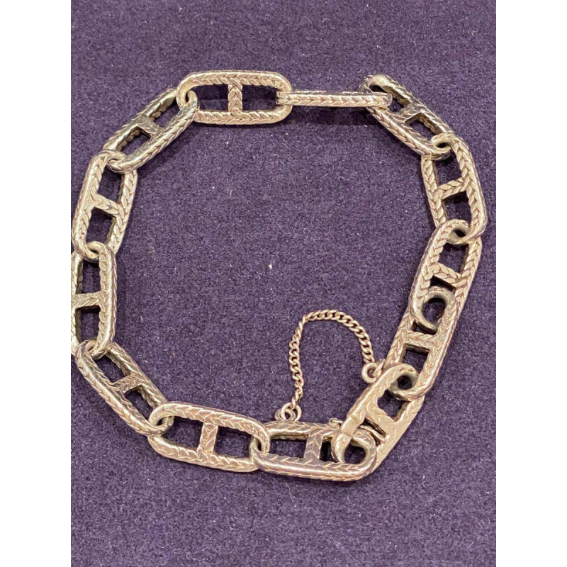 Zilveren getextureerde ankerketting armband