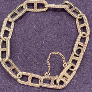 Bracelet en argent, maille chaîne d'ancre texturée