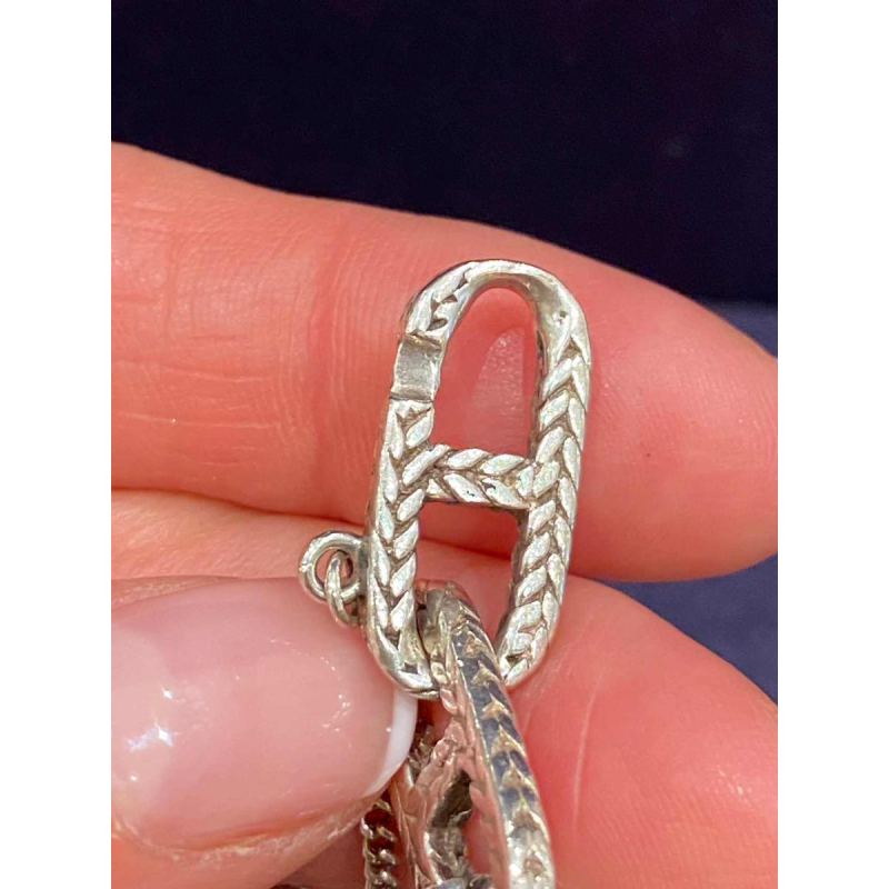 Bracelet en argent, maille chaîne d'ancre texturée