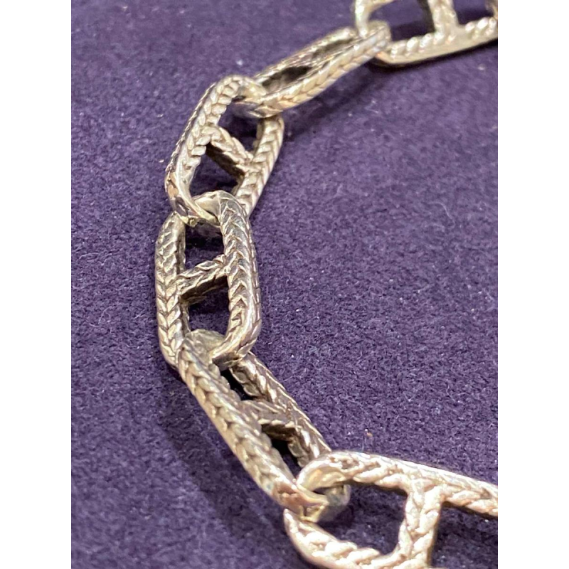 Silver textured anchor chain bracelet