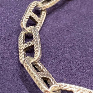 Bracelet en argent, maille chaîne d'ancre texturée