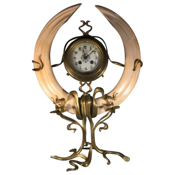 Importante horloge, Ã©cole Art Nouveau belge , bronze, style Victor Horta, 1900