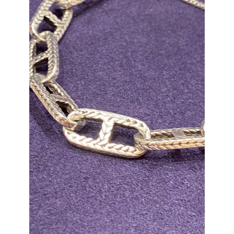 Zilveren getextureerde ankerketting armband