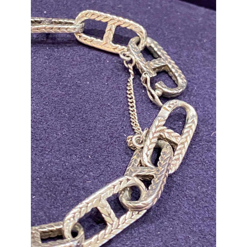 Zilveren getextureerde ankerketting armband