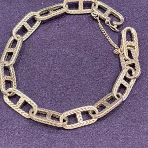 Zilveren getextureerde ankerketting armband