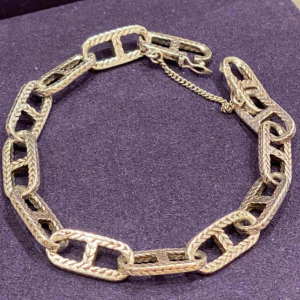 Bracelet en argent, maille chaîne d'ancre texturée