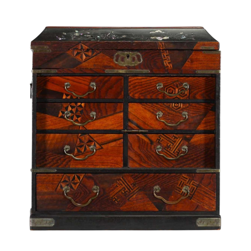 Kusuri Dansu Japonais – Coffret d’Apothicaire avec Marqueterie Yosegi