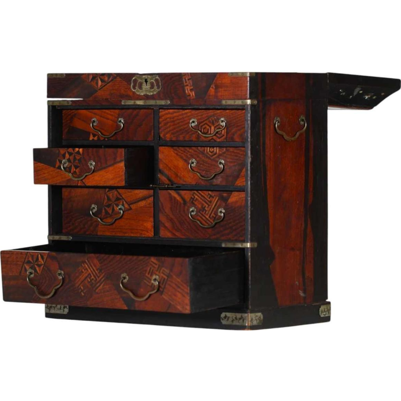 Kusuri Dansu Japonais – Coffret d’Apothicaire avec Marqueterie Yosegi