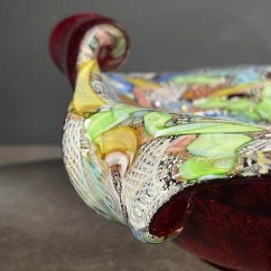 DINO MARTENS for AURELIANO TOSO Murano, Glass Dish Tutti-Frutti Millefiori 1950s