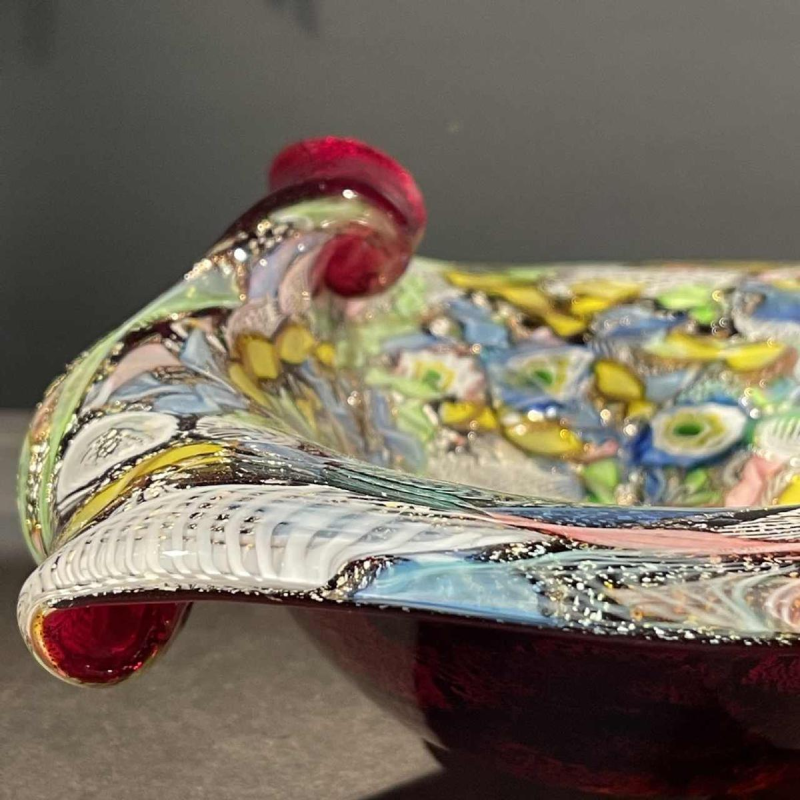 DINO MARTENS / AURELIANO TOSO Murano, Glazen Schaal Tutti-Frutti Millefiori 1950