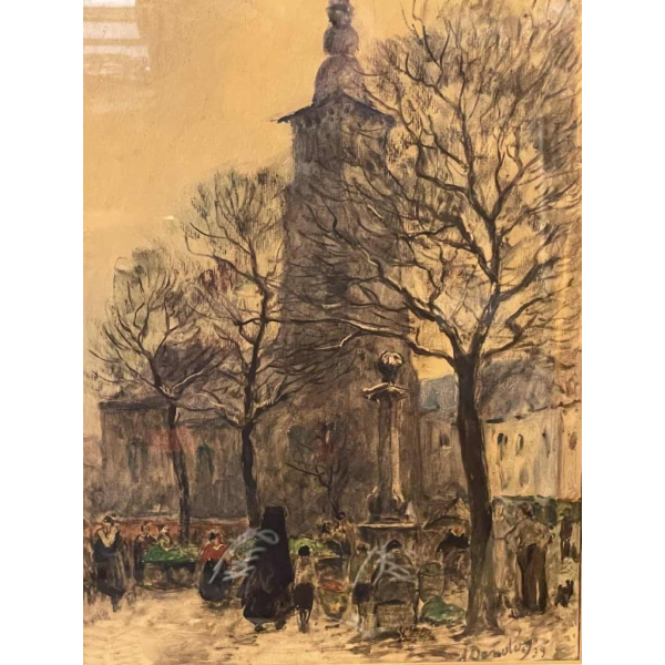 Albert DANDOY (1885-1977): «  Namur - Place Marché aux légumes en 1939 »