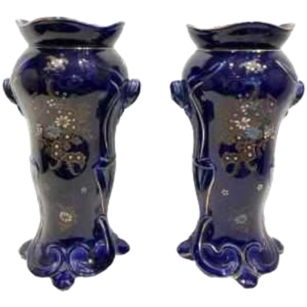 Paar keramische vazen gesigneerd Fives Lille Gustave de Bruyn 1900 Art Nouveau