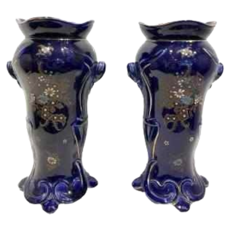 Paire de vases en céramique signé Fives Lille Gustave de Bruyn 1900 Art Nouveau