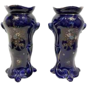 Paire de vases en céramique signé Fives Lille Gustave de Bruyn 1900 Art Nouveau