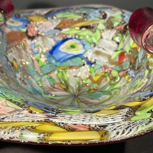 DINO MARTENS / AURELIANO TOSO Murano, Glazen Schaal Tutti-Frutti Millefiori 1950